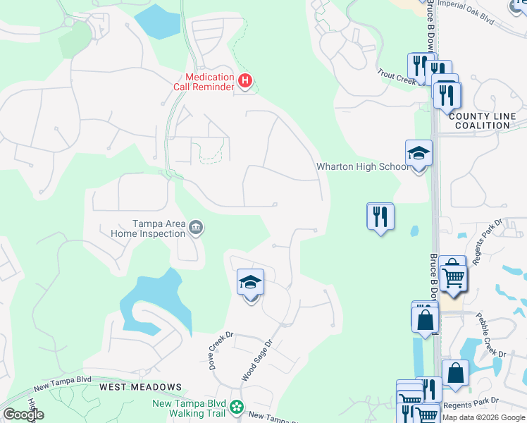 map of restaurants, bars, coffee shops, grocery stores, and more near 8619 Grand Alberato Road in Tampa