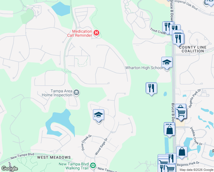 map of restaurants, bars, coffee shops, grocery stores, and more near 8619 Grand Alberato Road in Tampa