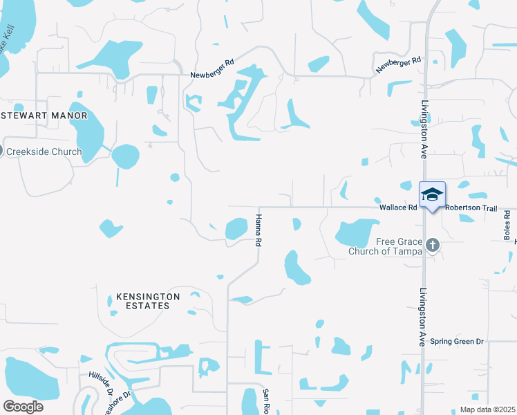 map of restaurants, bars, coffee shops, grocery stores, and more near 33604 Hanna Road in Lutz