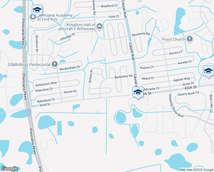 map of restaurants, bars, coffee shops, grocery stores, and more near 146 Brixham Court in Kissimmee