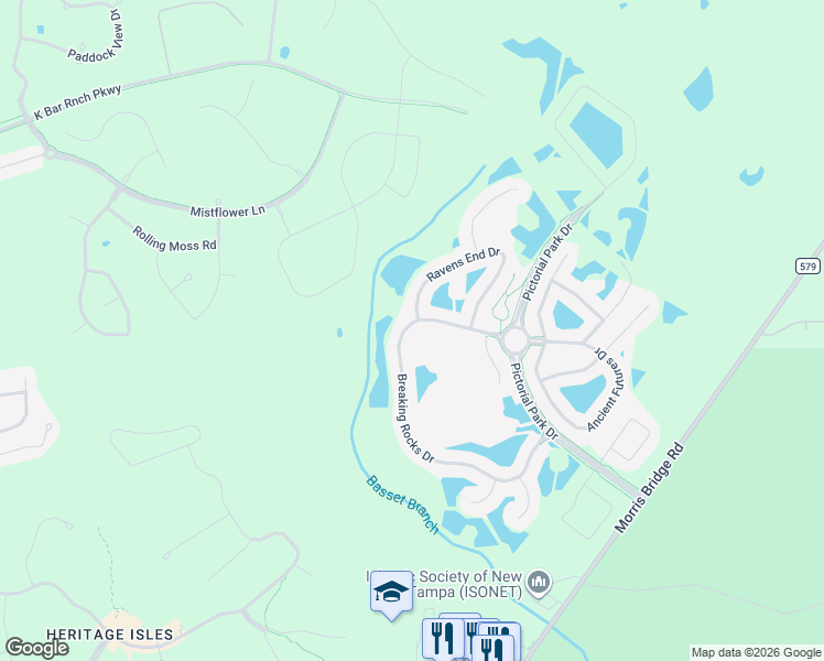 map of restaurants, bars, coffee shops, grocery stores, and more near 20206 Ravens End Drive in Tampa