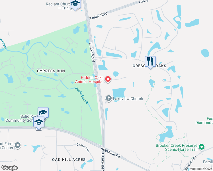 map of restaurants, bars, coffee shops, grocery stores, and more near 725 East Lake Road North in Tarpon Springs