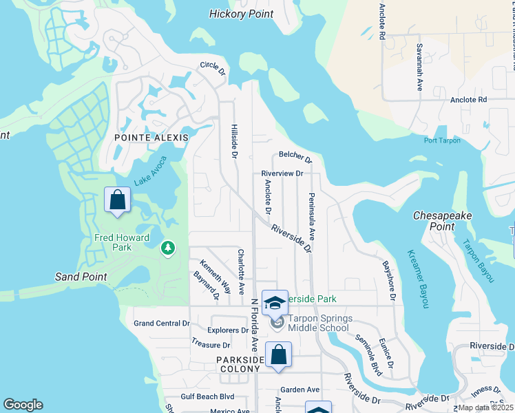map of restaurants, bars, coffee shops, grocery stores, and more near 1101 North Florida Avenue in Tarpon Springs