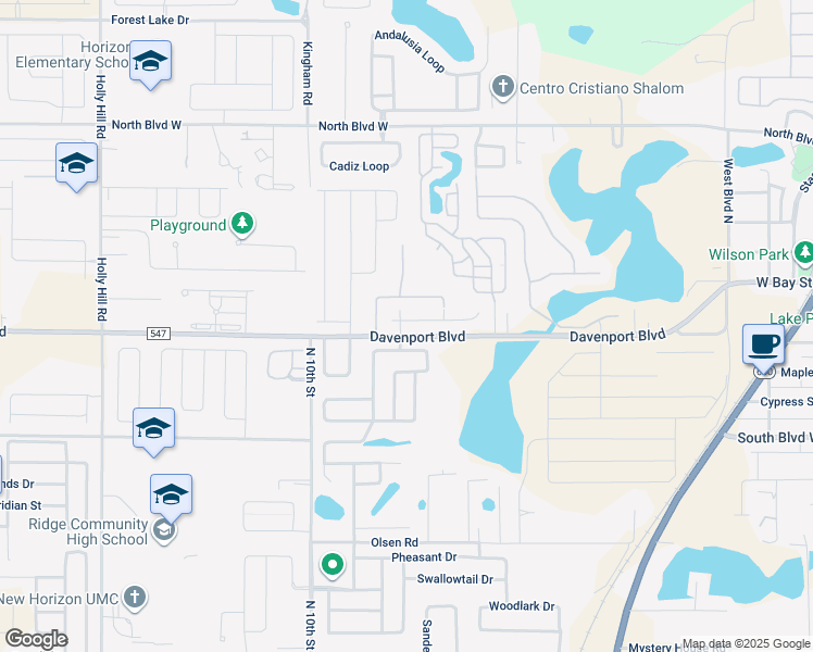 map of restaurants, bars, coffee shops, grocery stores, and more near 621 Lemon Street West in Davenport