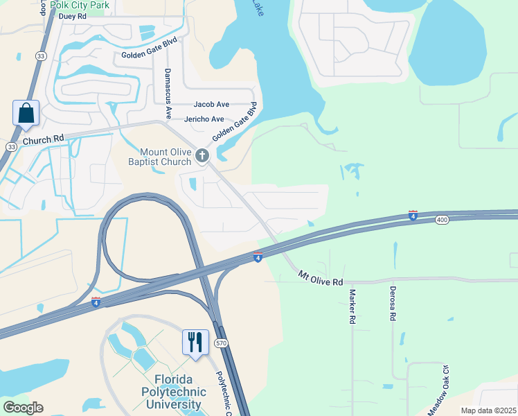 map of restaurants, bars, coffee shops, grocery stores, and more near 5561 Viburnum Court in Polk City