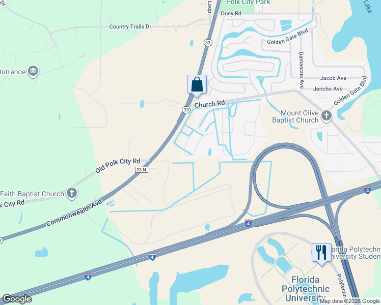 map of restaurants, bars, coffee shops, grocery stores, and more near 8791 Hinsdale Heights Drive in Polk City