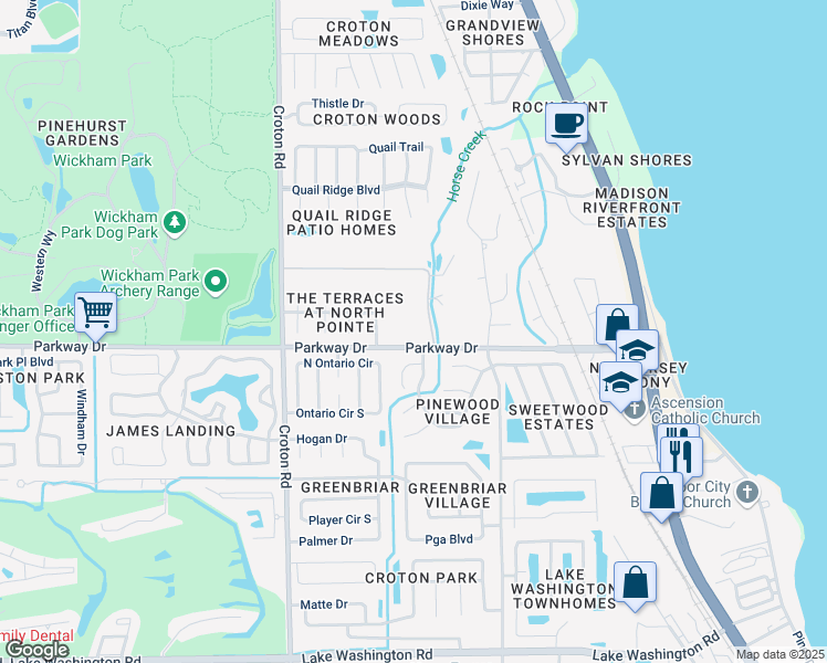 map of restaurants, bars, coffee shops, grocery stores, and more near 3174 Villa Espana Trail in Melbourne