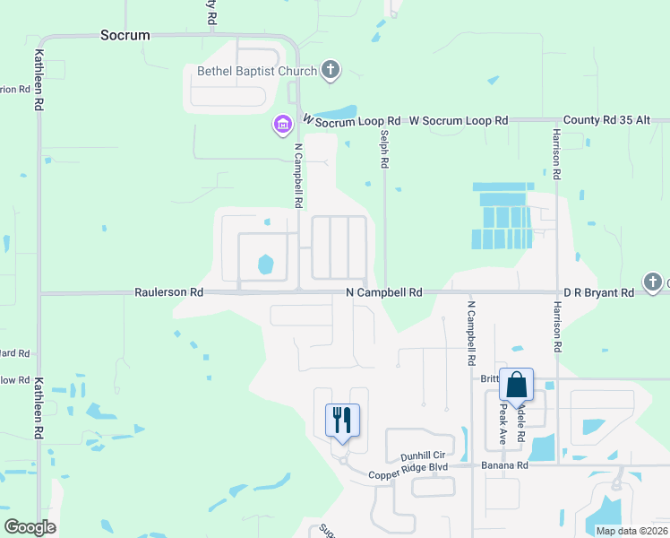 map of restaurants, bars, coffee shops, grocery stores, and more near 8750 Fort Socrum Village Way in Lakeland
