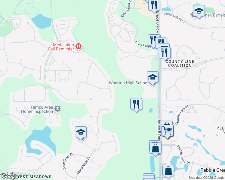 map of restaurants, bars, coffee shops, grocery stores, and more near 20011 Umbria Hill Drive in Hillsborough County