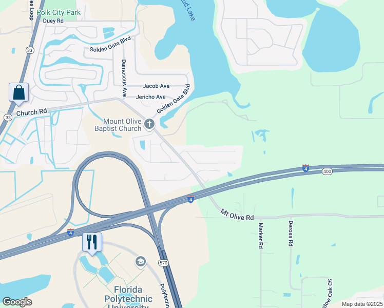 map of restaurants, bars, coffee shops, grocery stores, and more near 5561 Viburnum Court in Polk City