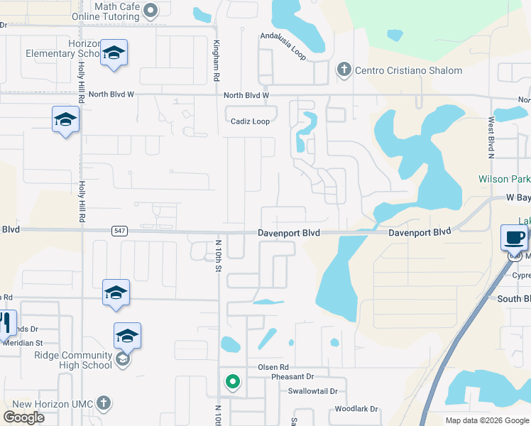 map of restaurants, bars, coffee shops, grocery stores, and more near 538 Highland Meadows Street in Davenport
