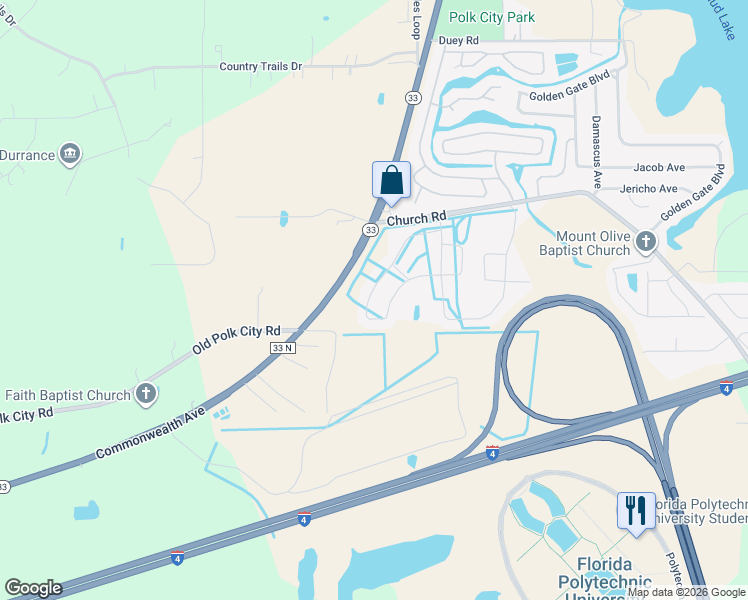 map of restaurants, bars, coffee shops, grocery stores, and more near 8791 Hinsdale Heights Drive in Polk City