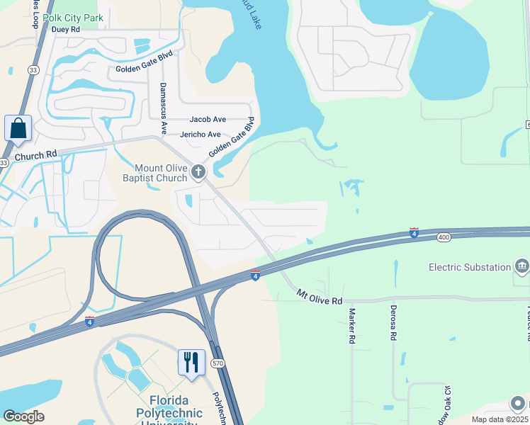 map of restaurants, bars, coffee shops, grocery stores, and more near 5611 Lagustrum Lane in Polk City