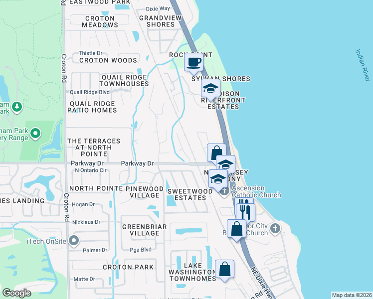 map of restaurants, bars, coffee shops, grocery stores, and more near 3140 Legendary Lane in Melbourne