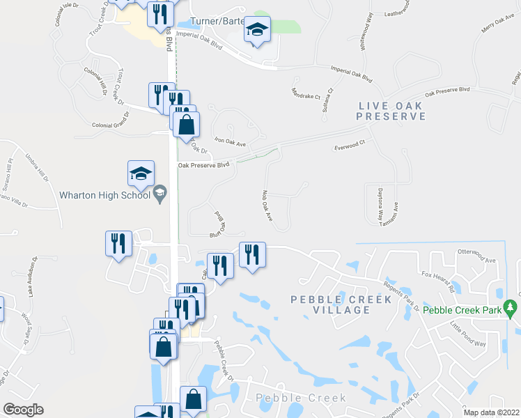 map of restaurants, bars, coffee shops, grocery stores, and more near 20050 Nob Oak Avenue in Tampa