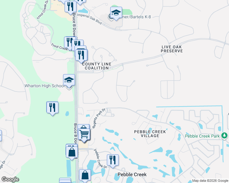 map of restaurants, bars, coffee shops, grocery stores, and more near 20050 Nob Oak Avenue in Tampa