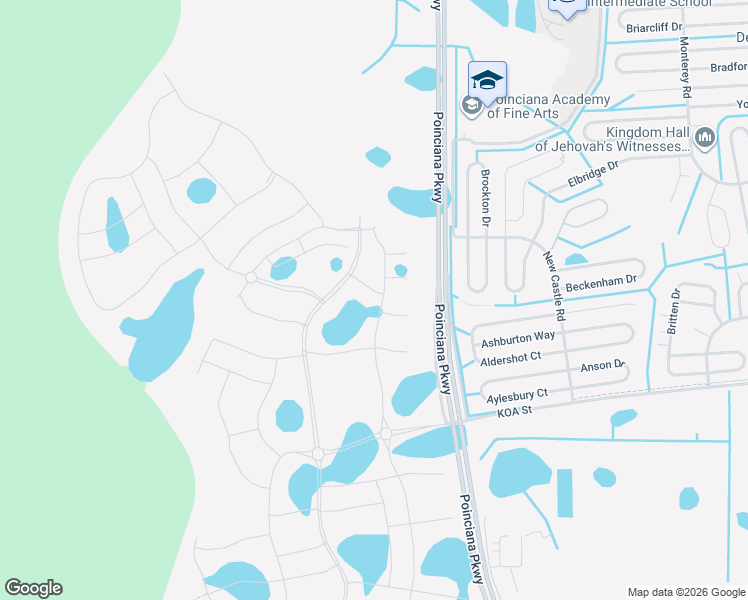 map of restaurants, bars, coffee shops, grocery stores, and more near Unnamed Road in Poinciana