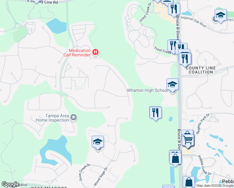map of restaurants, bars, coffee shops, grocery stores, and more near 8718 Sorano Villa Drive in Tampa