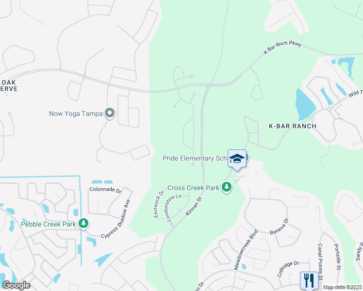 map of restaurants, bars, coffee shops, grocery stores, and more near 20014 Date Palm Way in Tampa