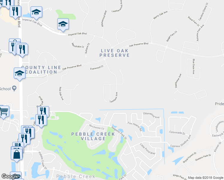 map of restaurants, bars, coffee shops, grocery stores, and more near 20017 Daytona Way in Tampa