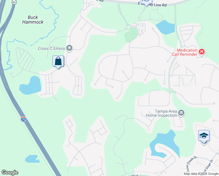 map of restaurants, bars, coffee shops, grocery stores, and more near 20006 Ryman Place in Tampa