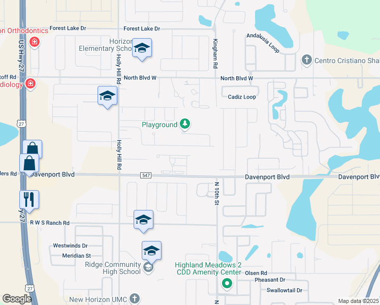 map of restaurants, bars, coffee shops, grocery stores, and more near 1360 Davenport Boulevard in Davenport