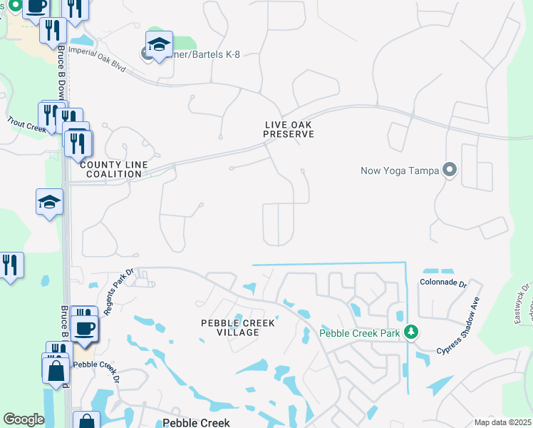 map of restaurants, bars, coffee shops, grocery stores, and more near 20022 Daytona Way in Tampa