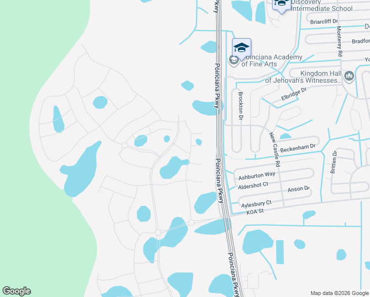 map of restaurants, bars, coffee shops, grocery stores, and more near Unnamed Road in Poinciana