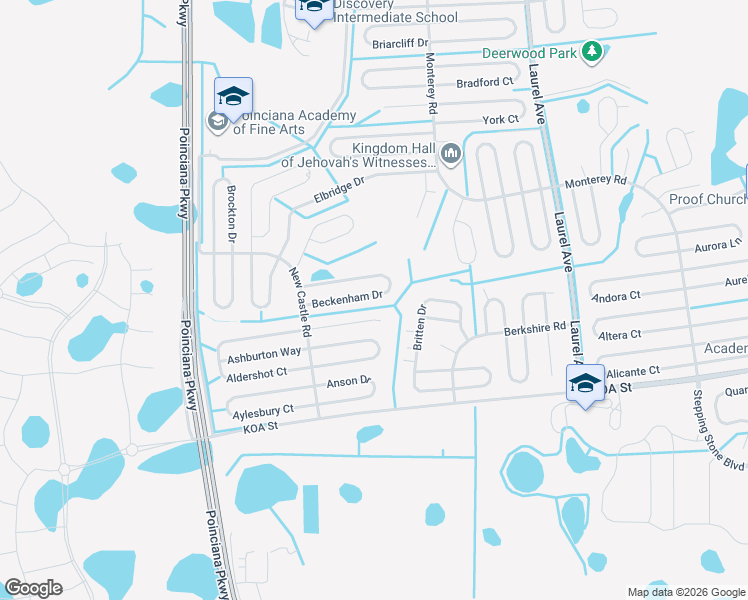 map of restaurants, bars, coffee shops, grocery stores, and more near 228 Beckenham Drive in Kissimmee