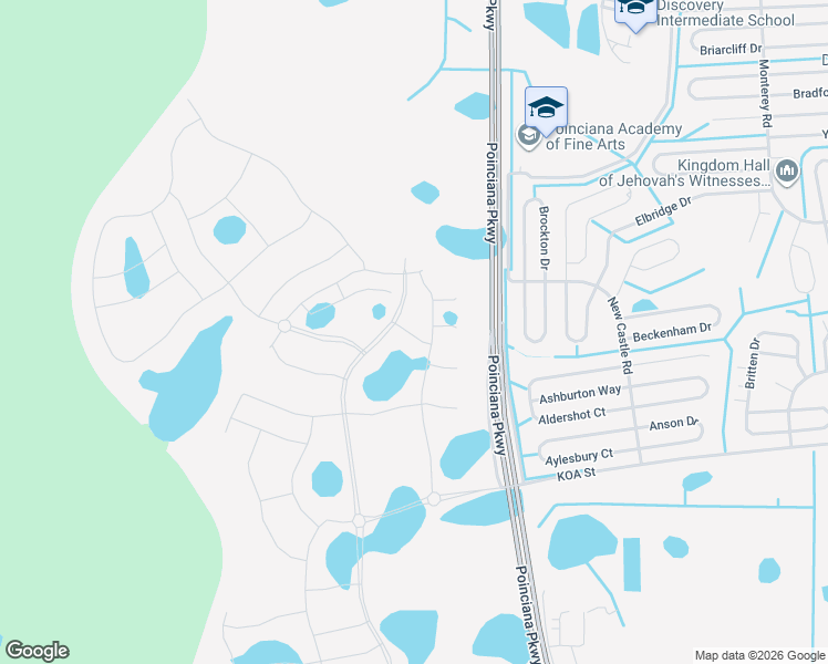 map of restaurants, bars, coffee shops, grocery stores, and more near Unnamed Road in Poinciana