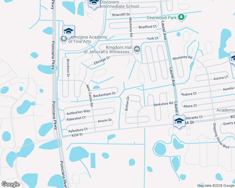 map of restaurants, bars, coffee shops, grocery stores, and more near 234 Beckenham Drive in Kissimmee