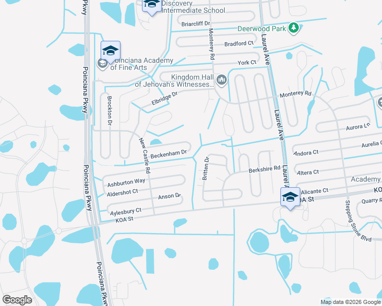 map of restaurants, bars, coffee shops, grocery stores, and more near 234 Beckenham Drive in Kissimmee