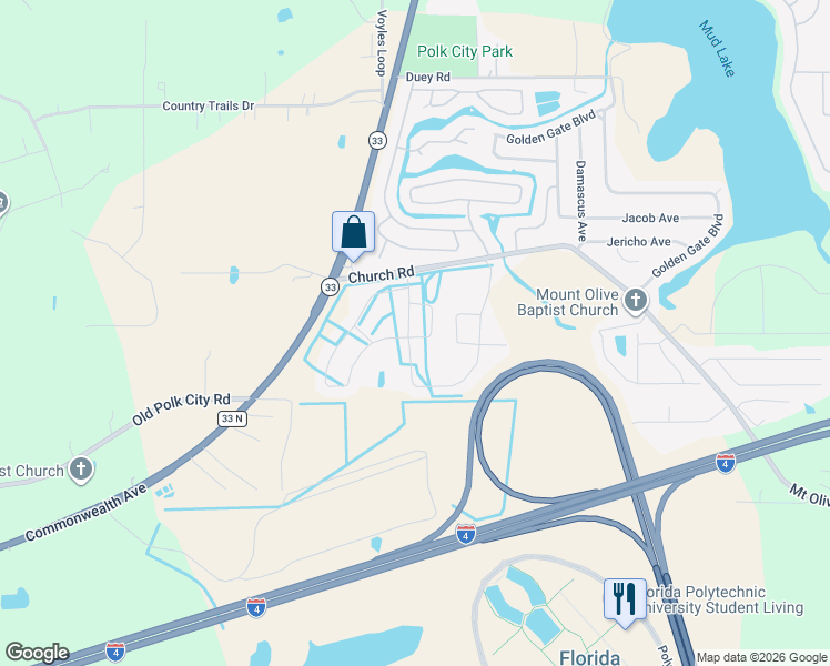 map of restaurants, bars, coffee shops, grocery stores, and more near 8827 Sunapee Loop in Polk City