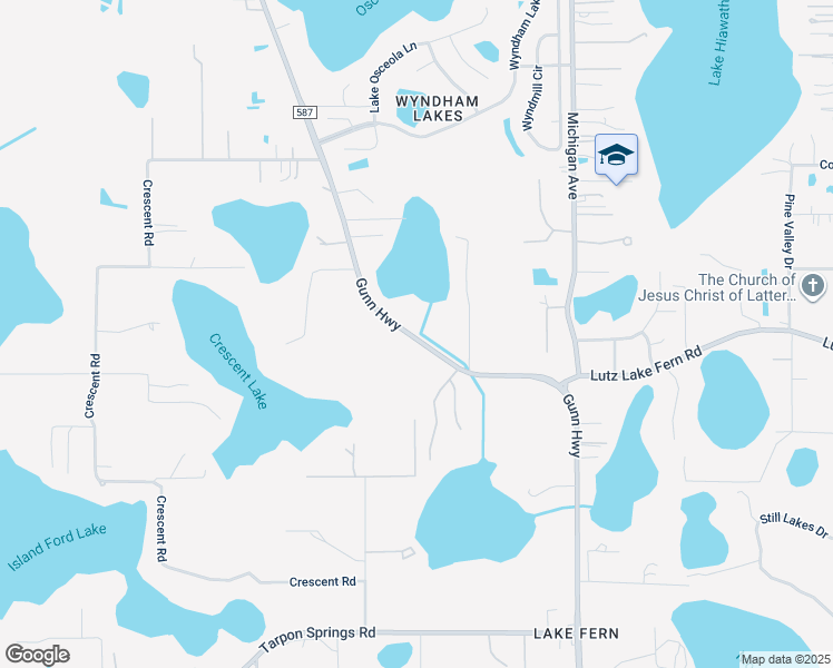 map of restaurants, bars, coffee shops, grocery stores, and more near 19219 Gunn Highway in Tampa