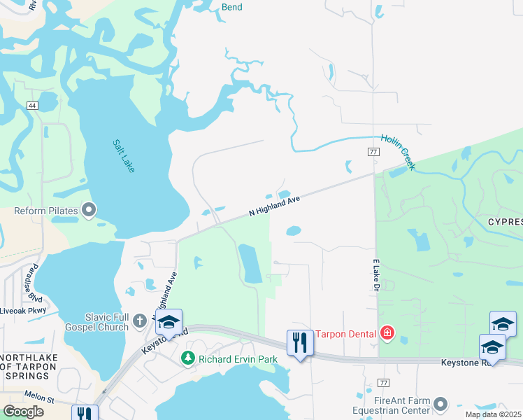 map of restaurants, bars, coffee shops, grocery stores, and more near 1969-2207 North Highland Avenue in Tarpon Springs