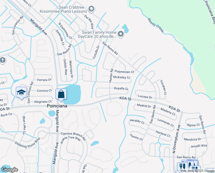 map of restaurants, bars, coffee shops, grocery stores, and more near 589 Imperial Place in Kissimmee