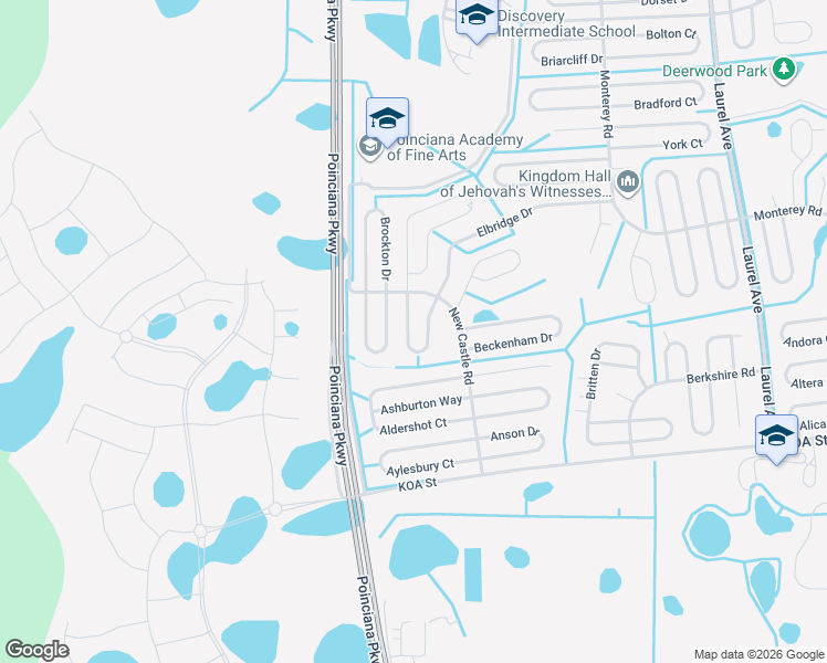 map of restaurants, bars, coffee shops, grocery stores, and more near 528 Bassett Drive in Kissimmee