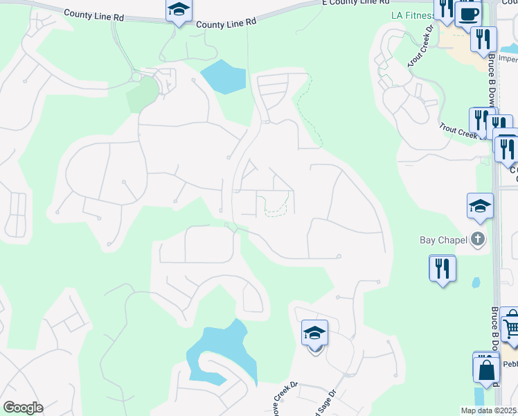 map of restaurants, bars, coffee shops, grocery stores, and more near 20111 Weeping Laurel Place in Tampa