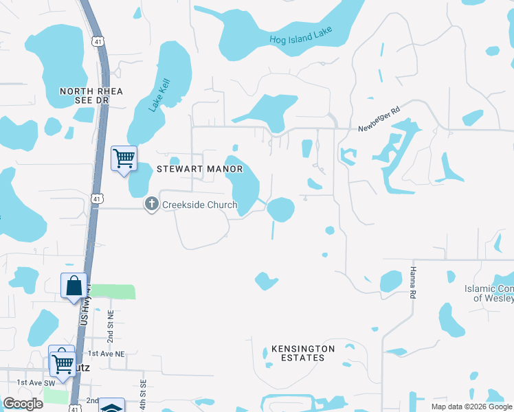 map of restaurants, bars, coffee shops, grocery stores, and more near 1002 Pine Manor Lane in Lutz