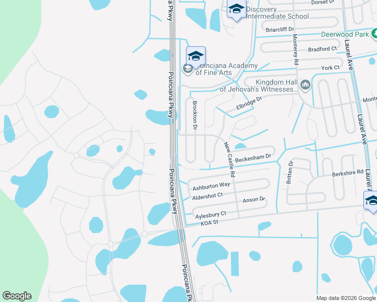 map of restaurants, bars, coffee shops, grocery stores, and more near 538 Bromley Court in Kissimmee