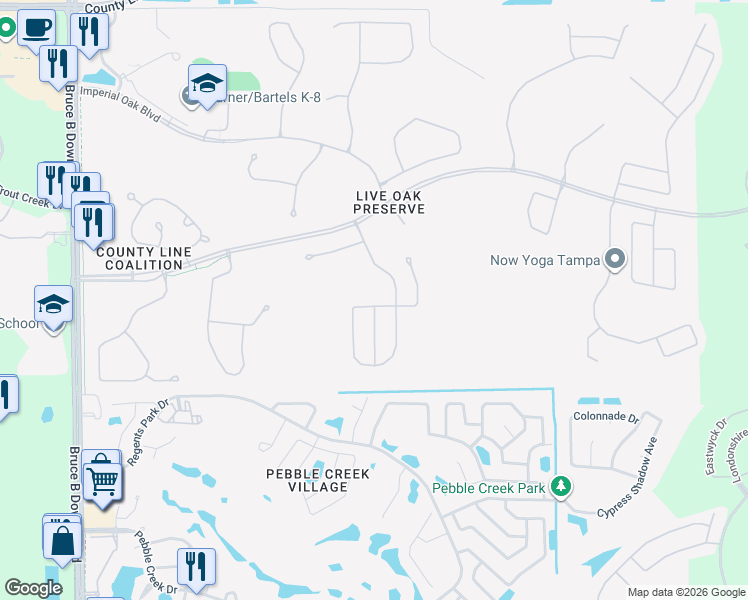 map of restaurants, bars, coffee shops, grocery stores, and more near 19909 Tamiami Avenue in Tampa