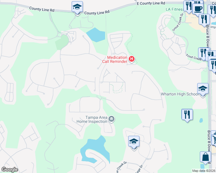 map of restaurants, bars, coffee shops, grocery stores, and more near 8522 Sandpiper Ridge Avenue in Tampa
