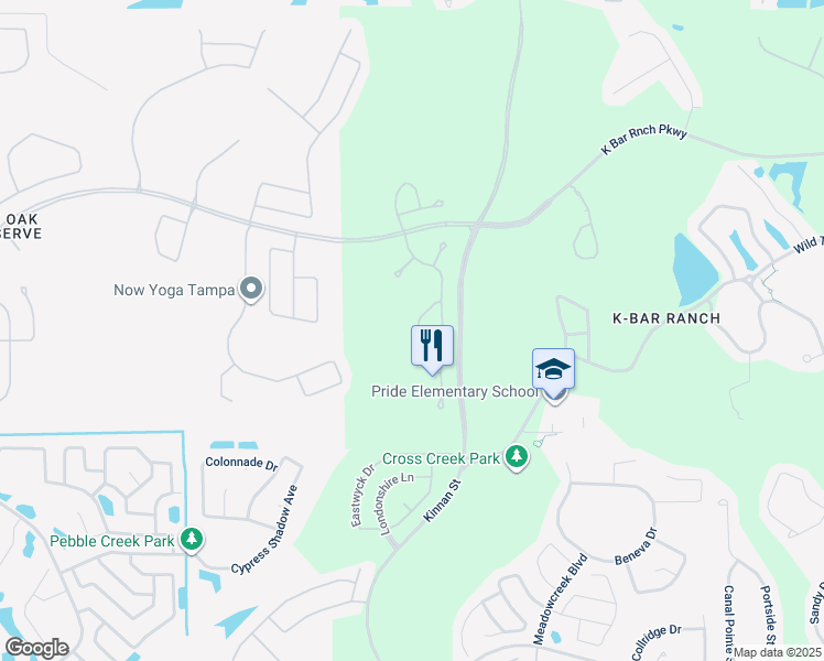 map of restaurants, bars, coffee shops, grocery stores, and more near 20028 Date Palm Way in Tampa
