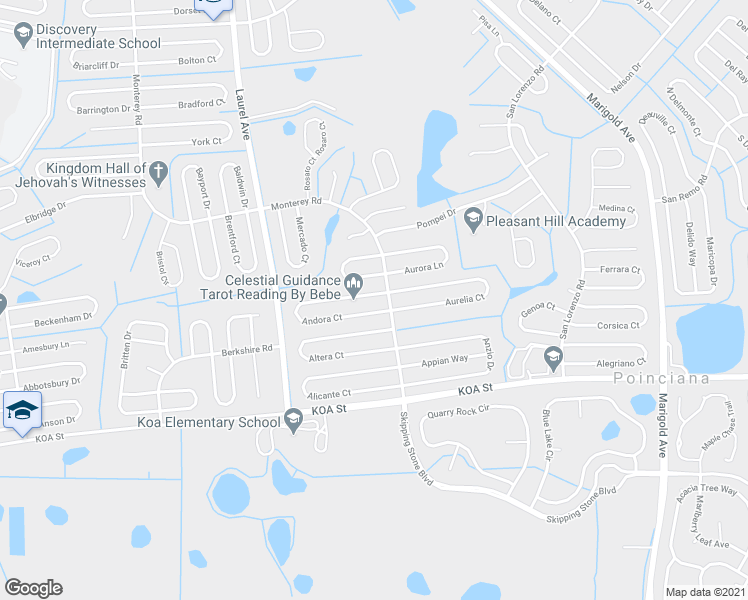 map of restaurants, bars, coffee shops, grocery stores, and more near 79 Andora Court in Kissimmee