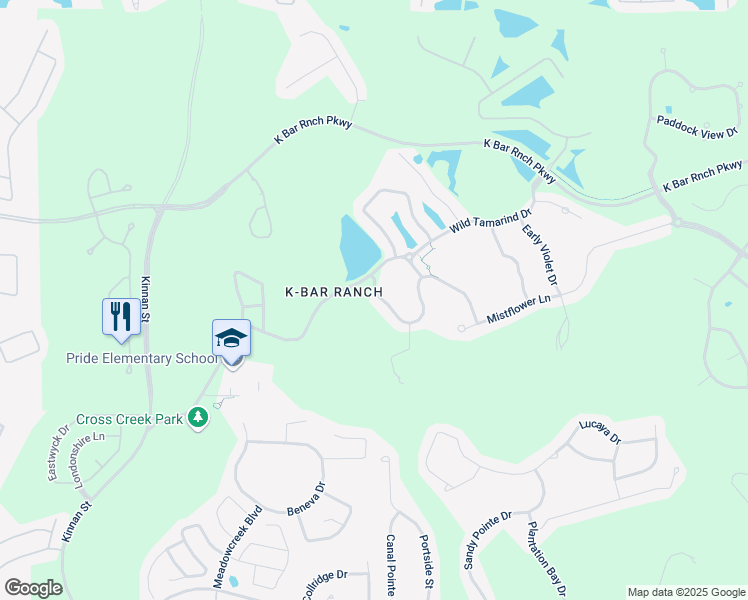 map of restaurants, bars, coffee shops, grocery stores, and more near 19240 Climbing Aster Drive in Tampa