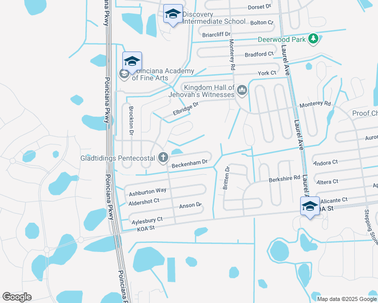 map of restaurants, bars, coffee shops, grocery stores, and more near 270 Beckenham Drive in Kissimmee