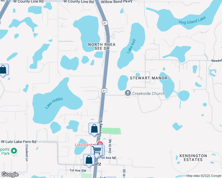 map of restaurants, bars, coffee shops, grocery stores, and more near 19421 U.S. 41 in Lutz