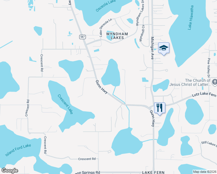 map of restaurants, bars, coffee shops, grocery stores, and more near 19219 Gunn Highway in Odessa