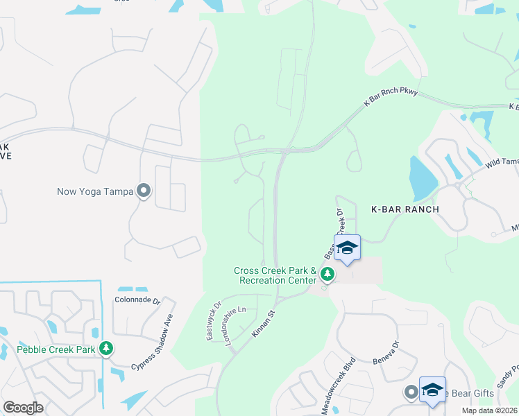 map of restaurants, bars, coffee shops, grocery stores, and more near 20030 Satin Leaf Avenue in Tampa