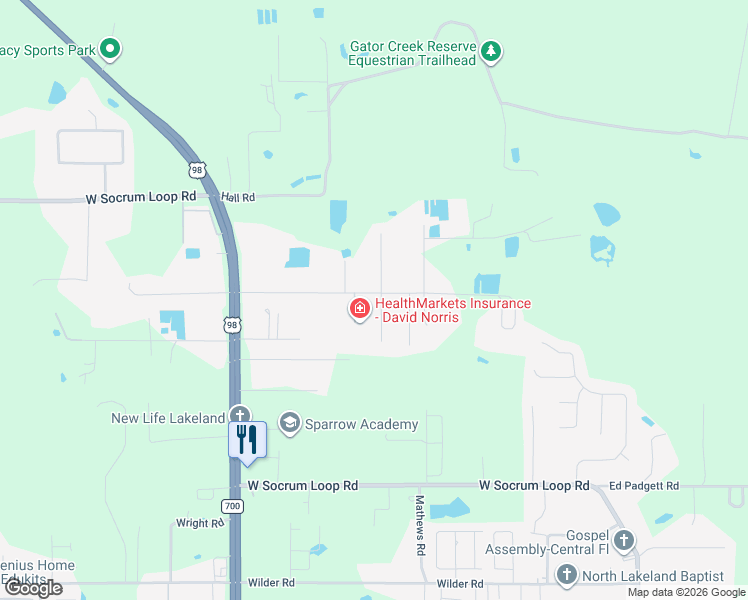 map of restaurants, bars, coffee shops, grocery stores, and more near 8928 Clayton Lane in Lakeland